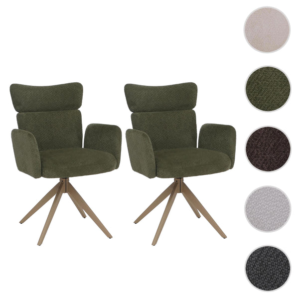 2er-Set drehbare Esszimmerstühle Bouclé Öko-Tex Holz-Optik grün