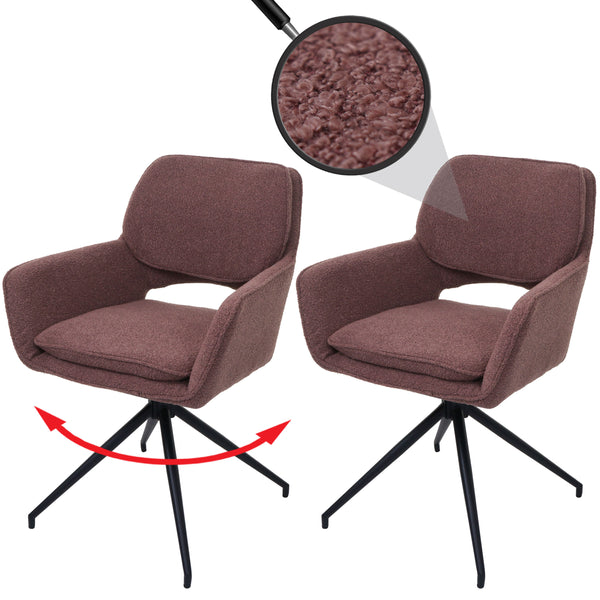 2er-Set drehbare Esszimmerstühle Bouclé Öko-Tex hellbraun