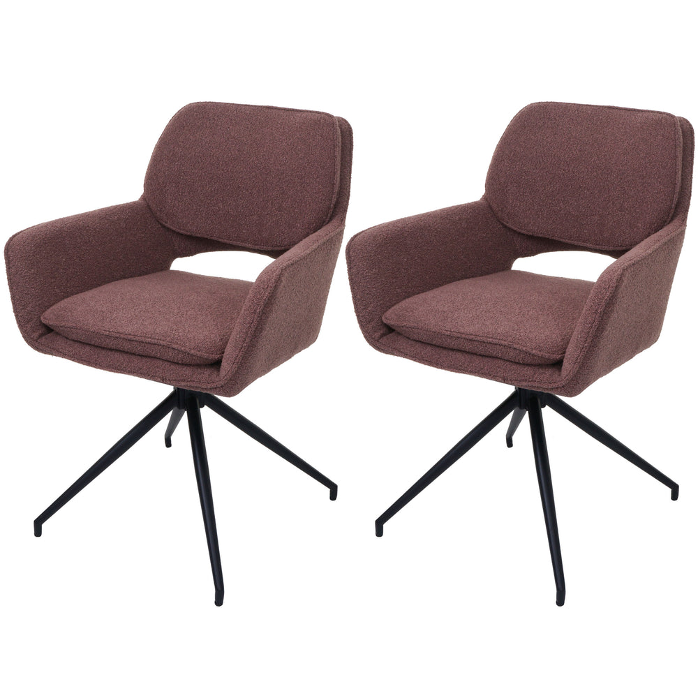 2er-Set drehbare Esszimmerstühle Bouclé Öko-Tex hellbraun