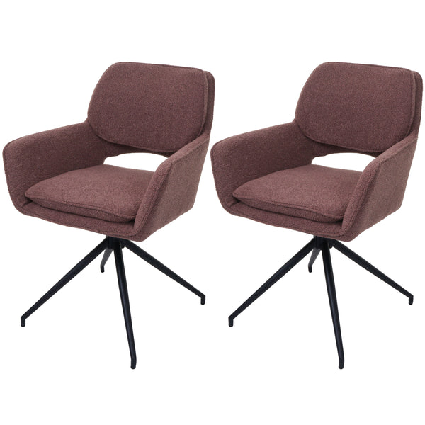 2er-Set drehbare Esszimmerstühle Bouclé Öko-Tex hellbraun