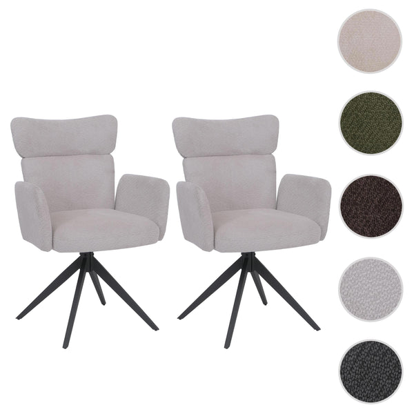 2er-Set Esszimmerstühle drehbar Bouclé Öko-Tex hellgrau