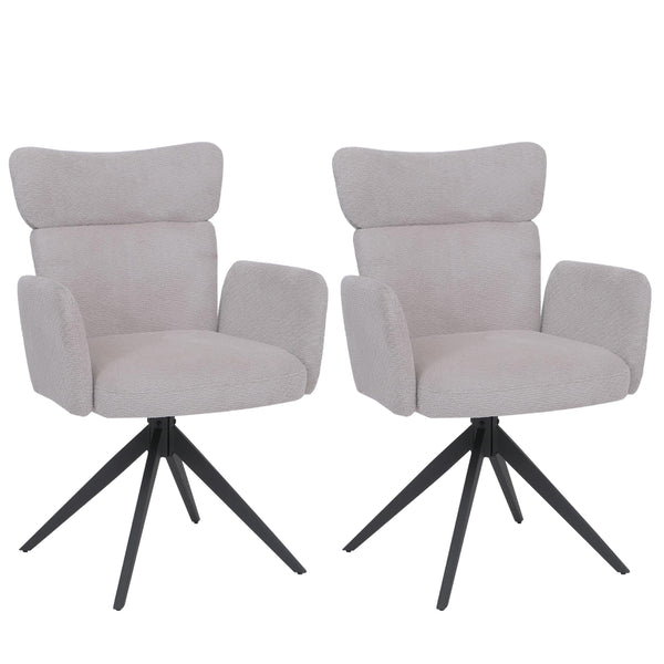 2er-Set Esszimmerstühle drehbar Bouclé Öko-Tex hellgrau