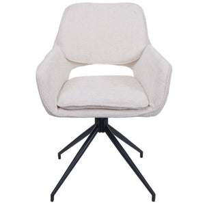 2er-Set drehbare Esszimmerstühle Chenille Öko-Tex creme
