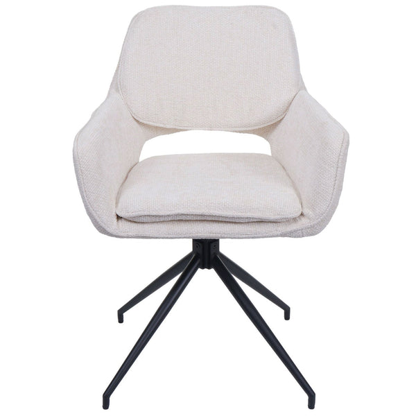 2er-Set drehbare Esszimmerstühle Chenille Öko-Tex creme