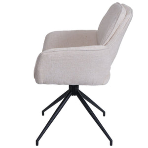2er-Set drehbare Esszimmerstühle Chenille Öko-Tex creme
