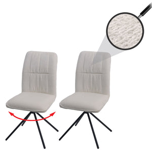 2er-Set drehbare Esszimmerstühle Chenille Öko-Tex creme