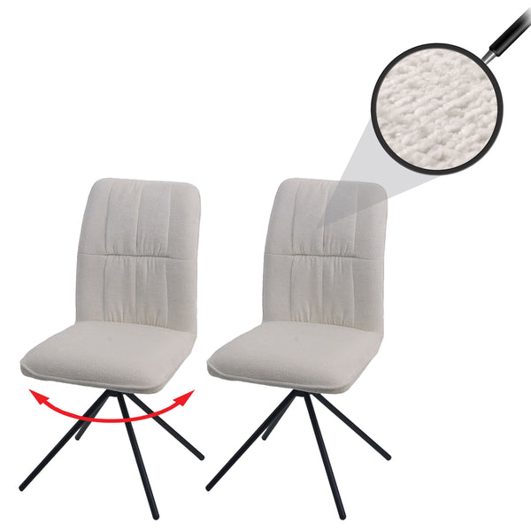 2er-Set drehbare Esszimmerstühle Chenille Öko-Tex creme