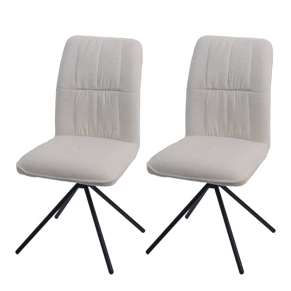 2er-Set drehbare Esszimmerstühle Chenille Öko-Tex creme