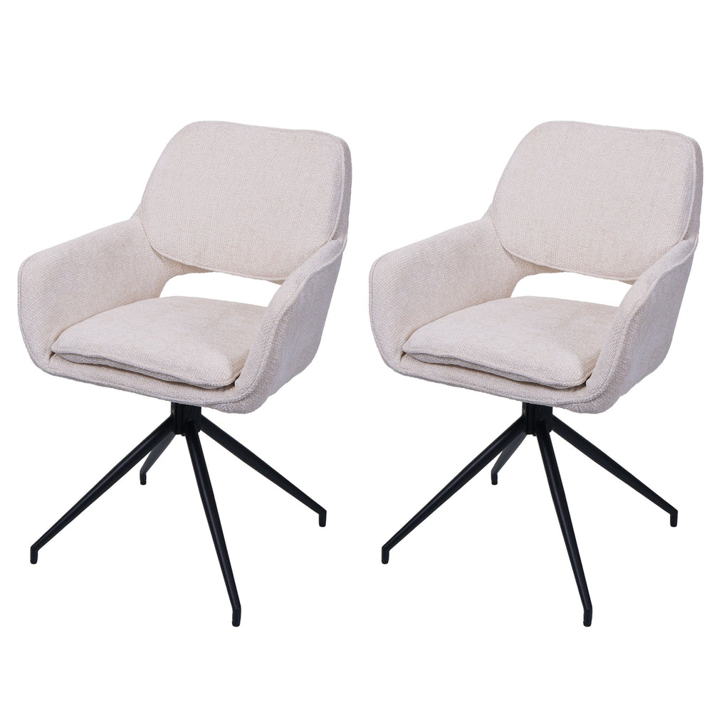 2er-Set drehbare Esszimmerstühle Chenille Öko-Tex creme