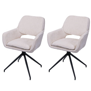 2er-Set drehbare Esszimmerstühle Chenille Öko-Tex creme
