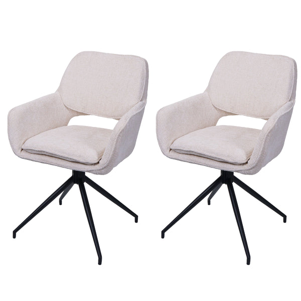 2er-Set drehbare Esszimmerstühle Chenille Öko-Tex creme
