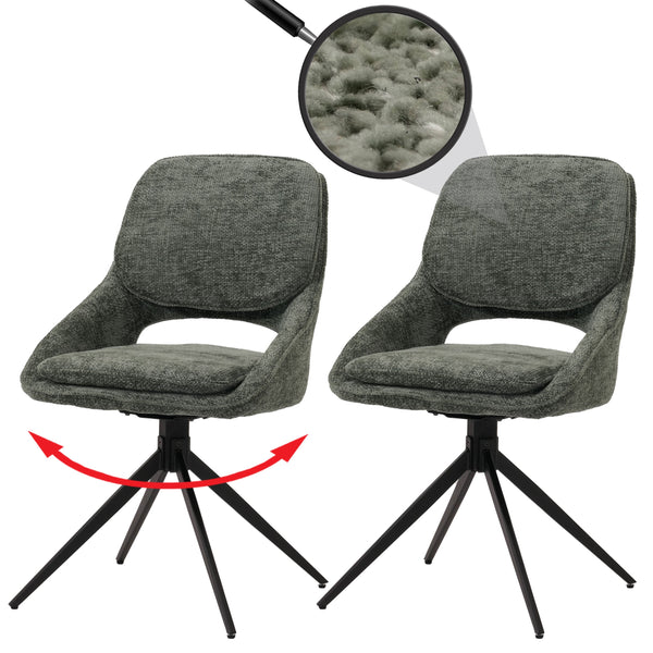 2er-Set drehbare Esszimmerstühle Chenille Öko-Tex grün