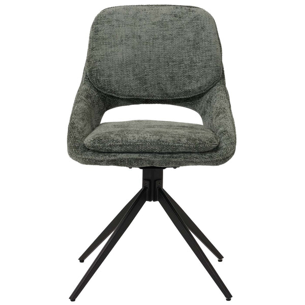2er-Set drehbare Esszimmerstühle Chenille Öko-Tex grün