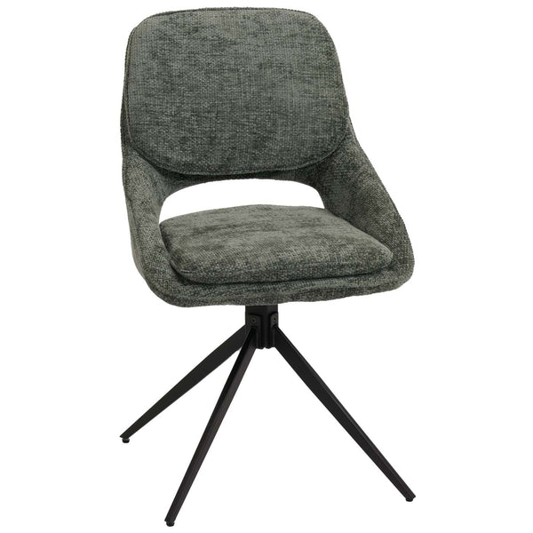 2er-Set drehbare Esszimmerstühle Chenille Öko-Tex grün
