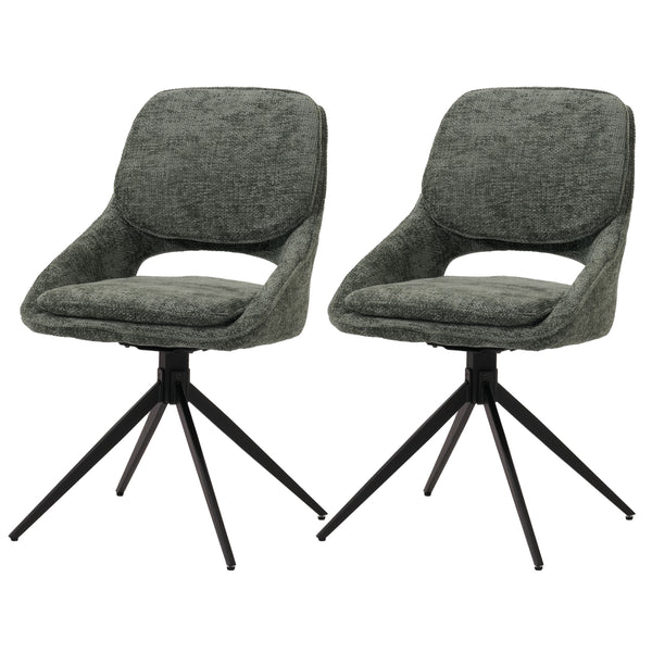 2er-Set drehbare Esszimmerstühle Chenille Öko-Tex grün