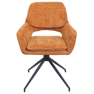 2er-Set drehbare Esszimmerstühle Stoff Chenille ocker-gelb