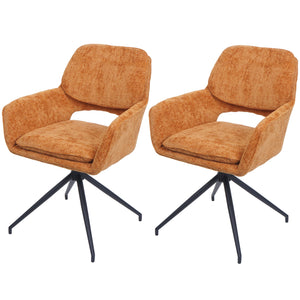 2er-Set drehbare Esszimmerstühle Stoff Chenille ocker-gelb