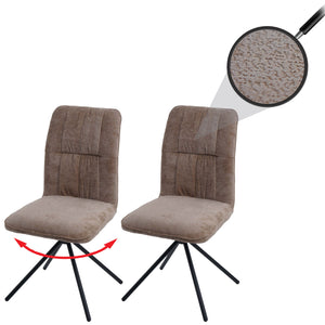 2er-Set Esszimmerstühle drehbar Chenille Öko-Tex hellbraun