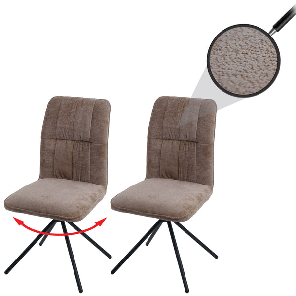 2er-Set Esszimmerstühle drehbar Chenille Öko-Tex hellbraun