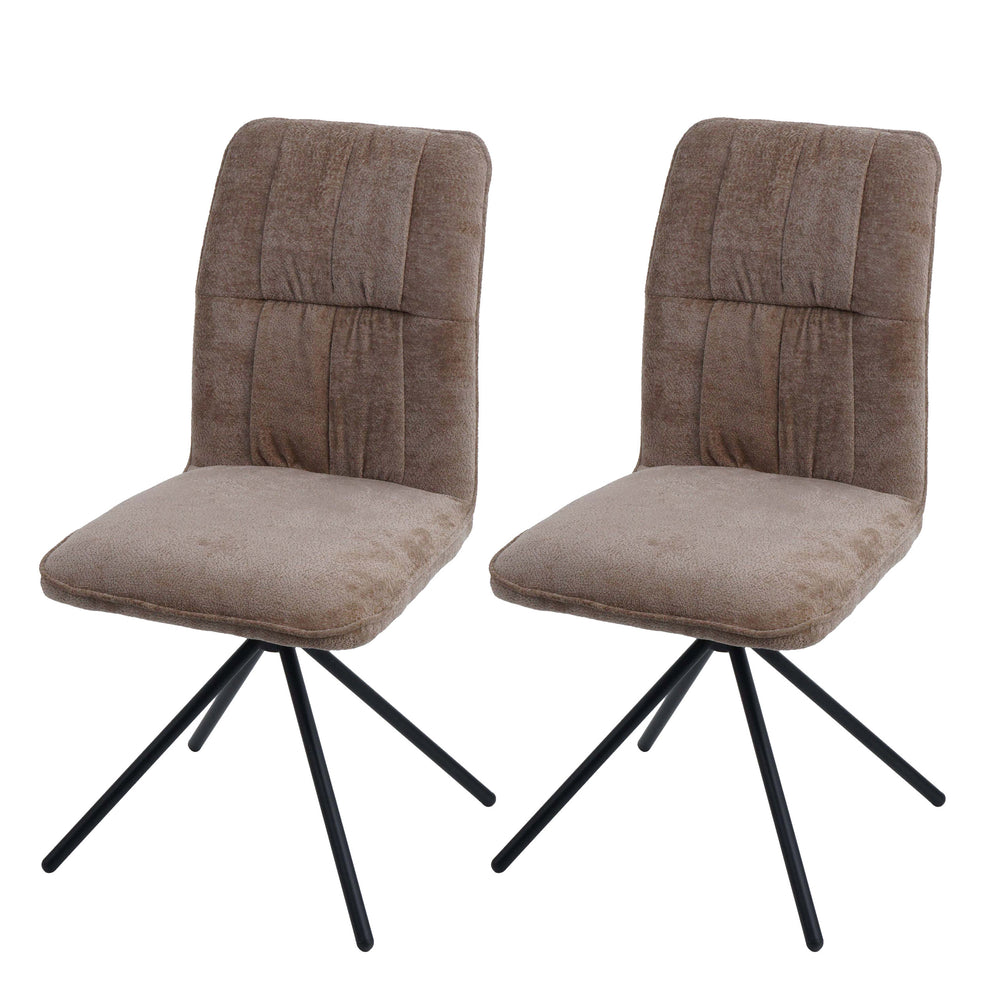 2er-Set Esszimmerstühle drehbar Chenille Öko-Tex hellbraun