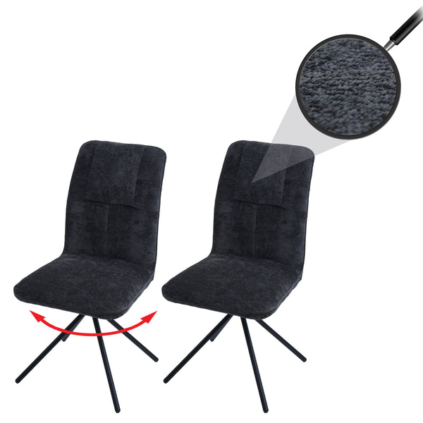 2er-Set Esszimmerstühle drehbar Stoff Chenille Öko-Tex dunkelgrau