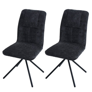 2er-Set Esszimmerstühle drehbar Stoff Chenille Öko-Tex dunkelgrau