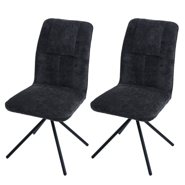 2er-Set Esszimmerstühle drehbar Stoff Chenille Öko-Tex dunkelgrau