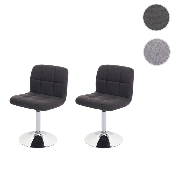 2er-Set Esszimmerstühle drehbar Stoff Chrom dunkelgrau