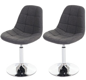 2er-Set Esszimmerstühle drehbar Chrom Textil hellgrau