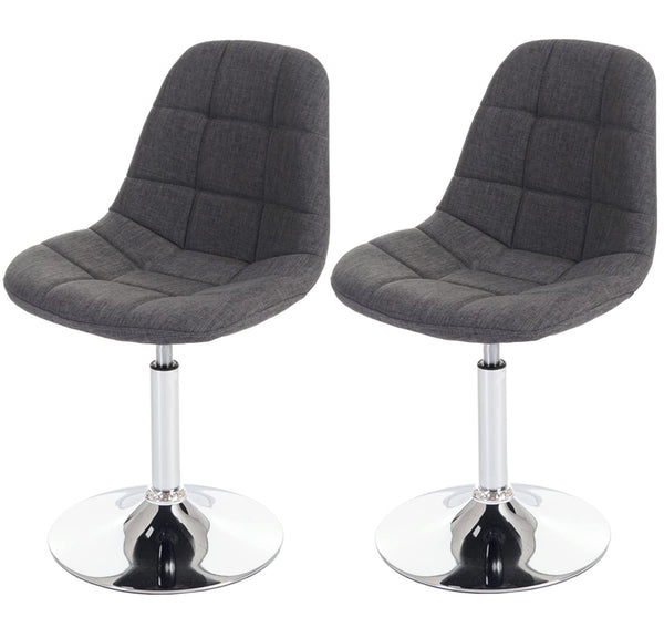 2er-Set Esszimmerstühle drehbar Chrom Textil hellgrau