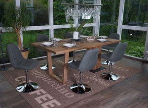 2er-Set Esszimmerstühle drehbar Chrom Textil hellgrau