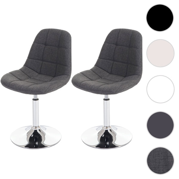 2er-Set Esszimmerstühle drehbar Chrom Textil hellgrau