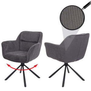 2er-Set drehbare Esszimmerstühle Kordstoff grau