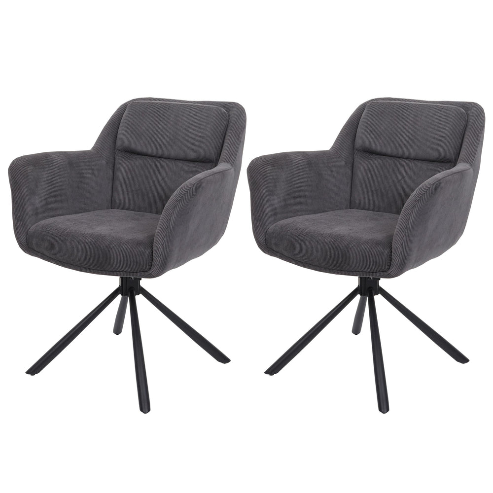 2er-Set drehbare Esszimmerstühle Kordstoff grau
