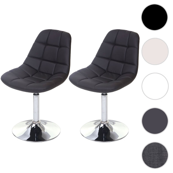 2er-Set Drehbare Esszimmerstühle Kunstleder Chrom braun