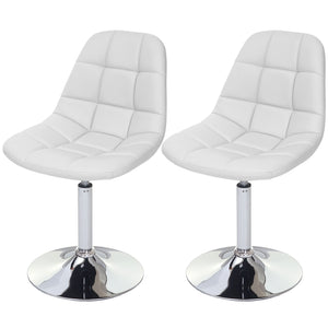 2er-Set Esszimmerstühle drehbar Kunstleder Chrom weiss
