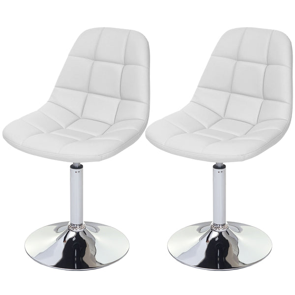 2er-Set Esszimmerstühle drehbar Kunstleder Chrom weiss