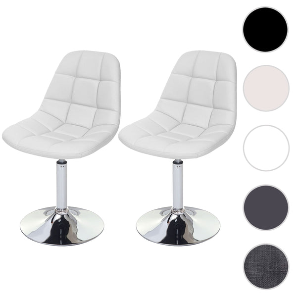 2er-Set Esszimmerstühle drehbar Kunstleder Chrom weiss