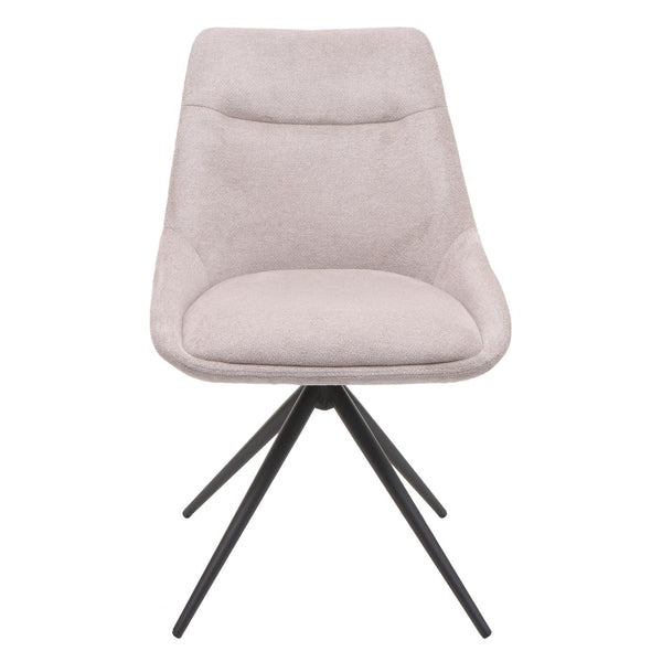 2er-Set drehbare Esszimmerstühle Stoff Metall creme-beige
