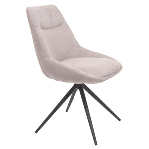 2er-Set drehbare Esszimmerstühle Stoff Metall creme-beige