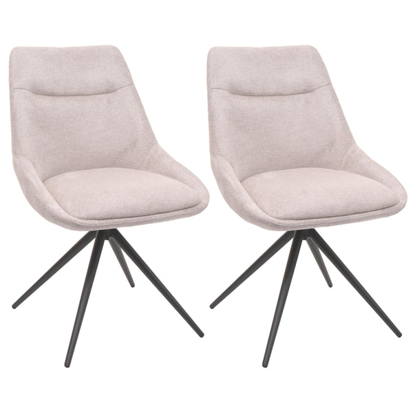 2er-Set drehbare Esszimmerstühle Stoff Metall creme-beige