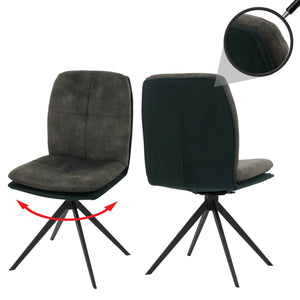 2er-Set Esszimmerstühle drehbar mit Rückstellung Stoff grün