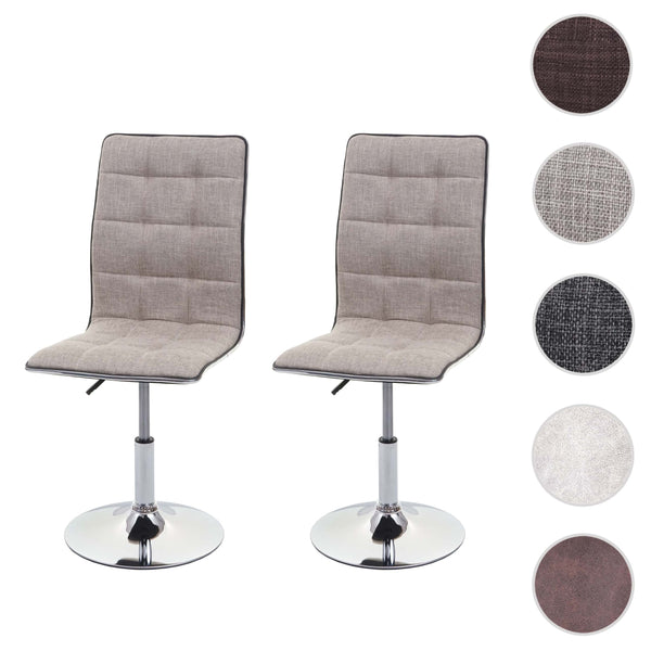 2er-Set Esszimmerstühle höhenverstellbar drehbar Stoff creme-grau
