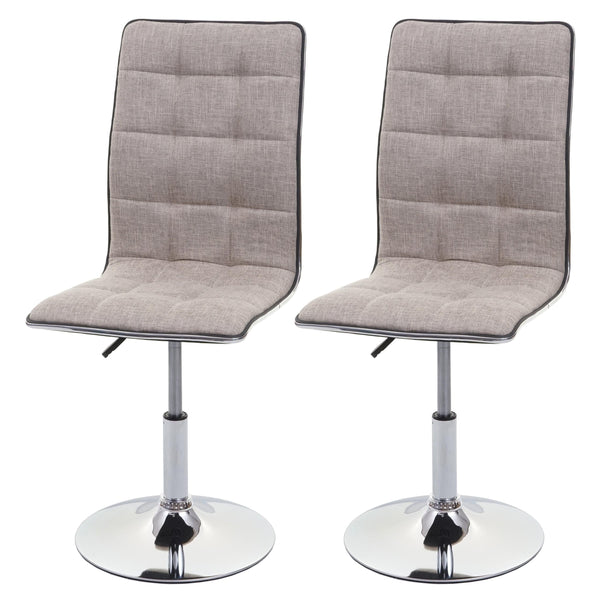 2er-Set Esszimmerstühle höhenverstellbar drehbar Stoff creme-grau