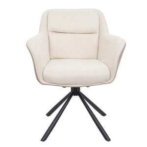 2er-Set drehbare Esszimmerstühle Stoff Kunstleder creme