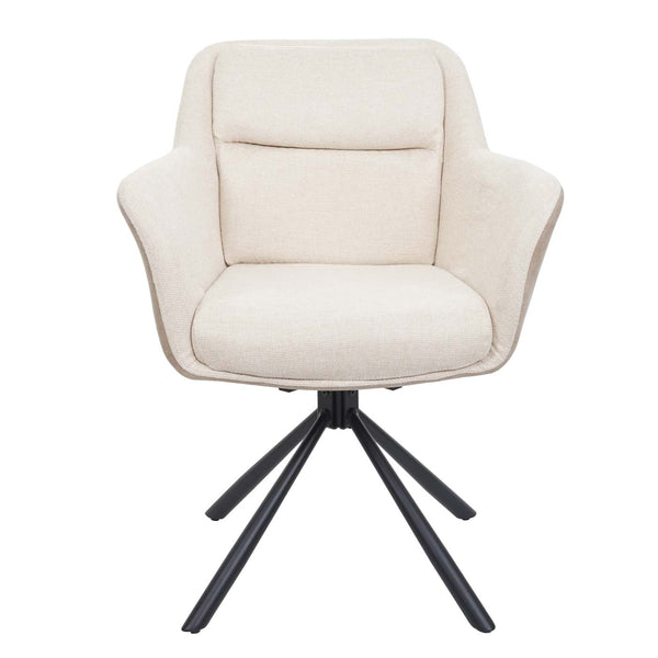 2er-Set drehbare Esszimmerstühle Stoff Kunstleder creme