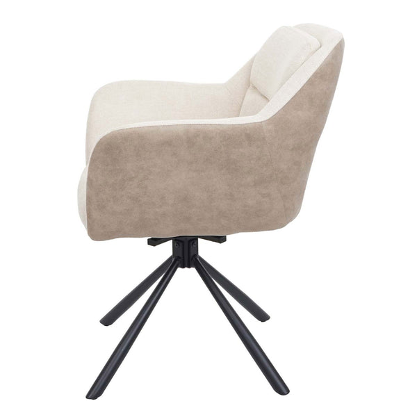 2er-Set drehbare Esszimmerstühle Stoff Kunstleder creme