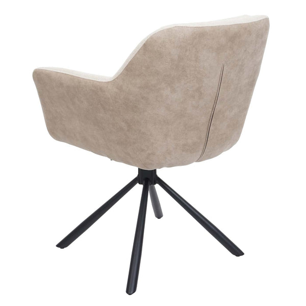 2er-Set drehbare Esszimmerstühle Stoff Kunstleder creme