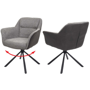 2er-Set drehbare Esszimmerstühle Stoff Kunstleder grau