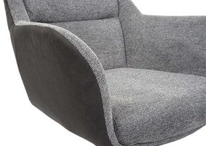 2er-Set drehbare Esszimmerstühle Stoff Kunstleder grau